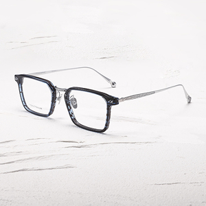Lunettes de vue rectangulaires à monture intégrale en titane marron massif, unisexe, légères, pour correction de la vue - Product Image 3
