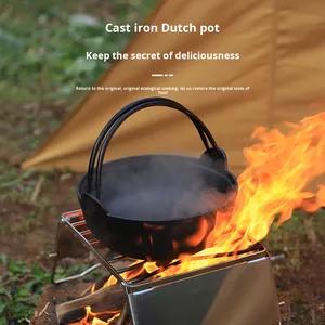 Casserole hollandaise en fonte pour le <span class=keywords><strong>camping</strong></span>, cuisson en plein air, poêle antiadhésive non revêtue pour un usage domestique, poêle à frire épaisse, ustensiles de cuisine, Chine - Product Image 6