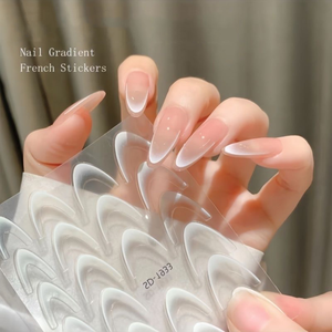 Autocollants pour Ongles de Style Français Colorés 5D Bleu Rose Dégradé Ligne Stripe Stickers Accessoires de Mode Vernis Gel S Wraps - Product Image 2