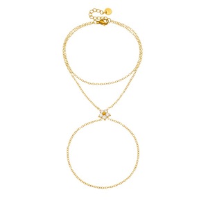 Fashion Minimalist Flower Diamond <b>Bracelet</b> Gold Plated Stainless Steel <b>Stacked</b> Chain Gift Jewelry - Product Image 5