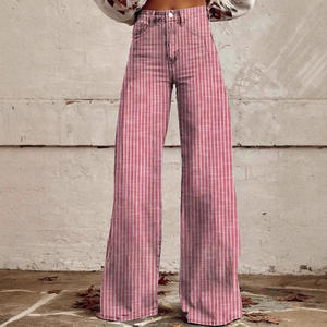 2024 nueva llegada para <span class=keywords><strong>Amazon</strong></span> Venta caliente Anti-Denim Stripes Cross-Border pierna ancha pierna recta Micro-Flare Jeans Skinny metálico - Product Image 5