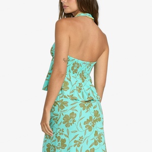 Conjunto de Dos Piezas de Vestido Hawaiano Estampado OEM, Top con Cuello Halter Hueco, Traje de Rayón de Alta Calidad Personalizado para Mujer - Product Image 2