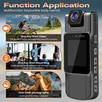 HD130 °   Caméra d'action sportive grand angle avec vision nocturne, mini caméra vidéo à clip dorsal, enregistreur de conférence, caméra de voyage de poche