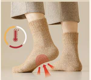 Inverno all'ingrosso Unisex lungo tubo di tinta unita spesso Fuzzy Terry mezza tubo di lana calzini per le donne - Product Image 2