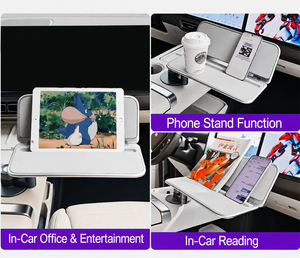 Table de bureau pour voiture, <span class=keywords><strong>support</strong></span> pour ordinateur portable, porte-gobelet, pliable, portable, bureau mobile, en alliage d'aluminium, garantie 1 an, pour les navetteurs - Product Image 4