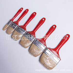 Pinceau plat à poils de porc, manche en plastique rouge, 12-18 mm, origine Zhenjiang, pour peinture - Product Image 3