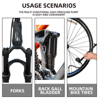 Pompe à air portable légère et étanche BAIMEI 300 PSI pour fourche de vélo avec manomètre, mini pompe manuelle haute pression
