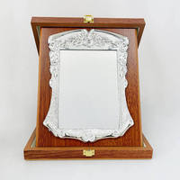Boîte à certificats en bois pliable personnalisée, plaque de récompense en bois avec plaque dorée ou argentée Diaocai