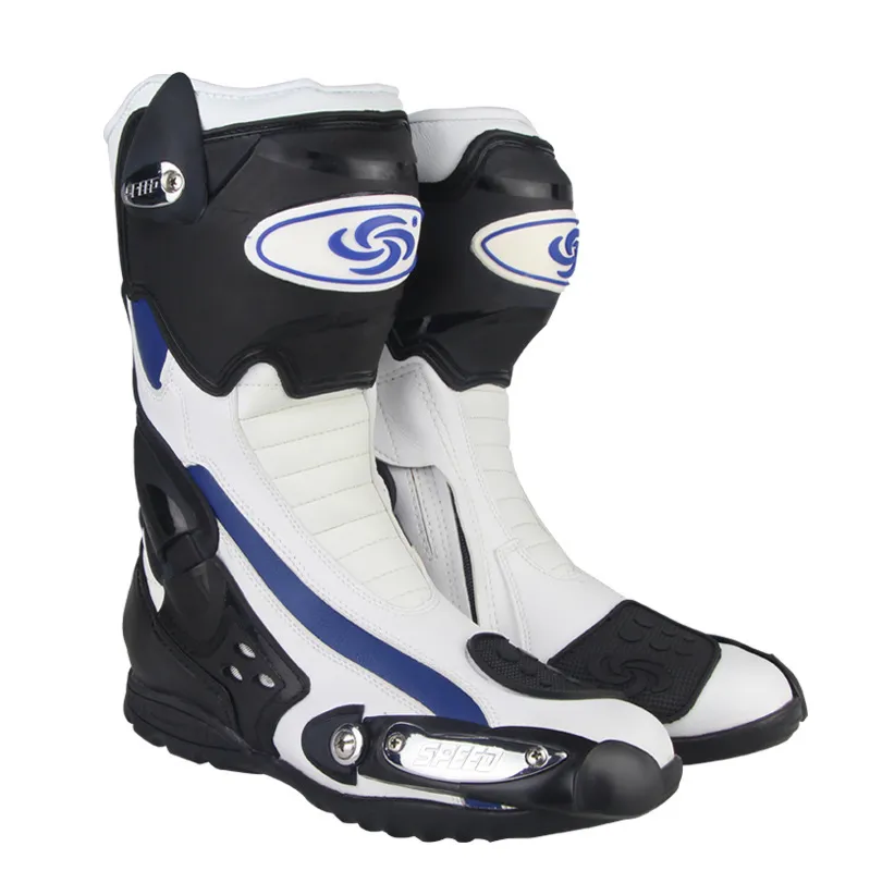 Motocross boots protect fashion - styled professional racing motocycle long shoes with steel sole