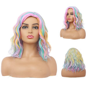 Perruque de <span class=keywords><strong>Cosplay</strong></span> de fête pour femmes et filles, perruques de Bob courtes et ondulées colorées à la mode - Product Image 4
