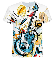 Benutzer definierte T-Shirts Sommer Musik Note Gitarre Graffiti Print Jungen und Mädchen T-Shirts Kleidung Kinder Cartoon Casual Tees Tops