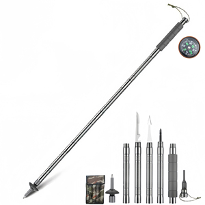 Bastón de Trekking Ajustable de Aleación de Aluminio, Plegable, con Mango Antideslizante de EVA y Punta de Acero de Tungsteno para Senderismo - Product Image 1