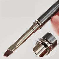 Kit de pinceaux personnalisés pour nail art avec manche métallique, en nylon multi-tailles, à virole sertie, pour liner et détails de forme capillaire