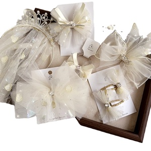N9 nouvelle arrivée petit bébé filles tutu pince à cheveux enfant enfants solide beige couronne voile pour fête mariage accessoires - Product Image 1
