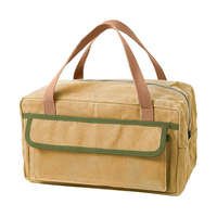 Bolsa de Lona Encerada Multiusos, Resistente al Agua, Correa Ajustable, Completamente Forrada, Doble Cremallera, Resistente, Verde Oliva, Plegable