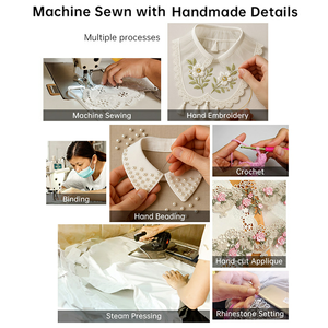 LHY lujo hecho a mano oro lentejuelas apliques vestido de novia 3D cuello de encaje con cuentas escote parche costura ropa tradicional - Product Image 6