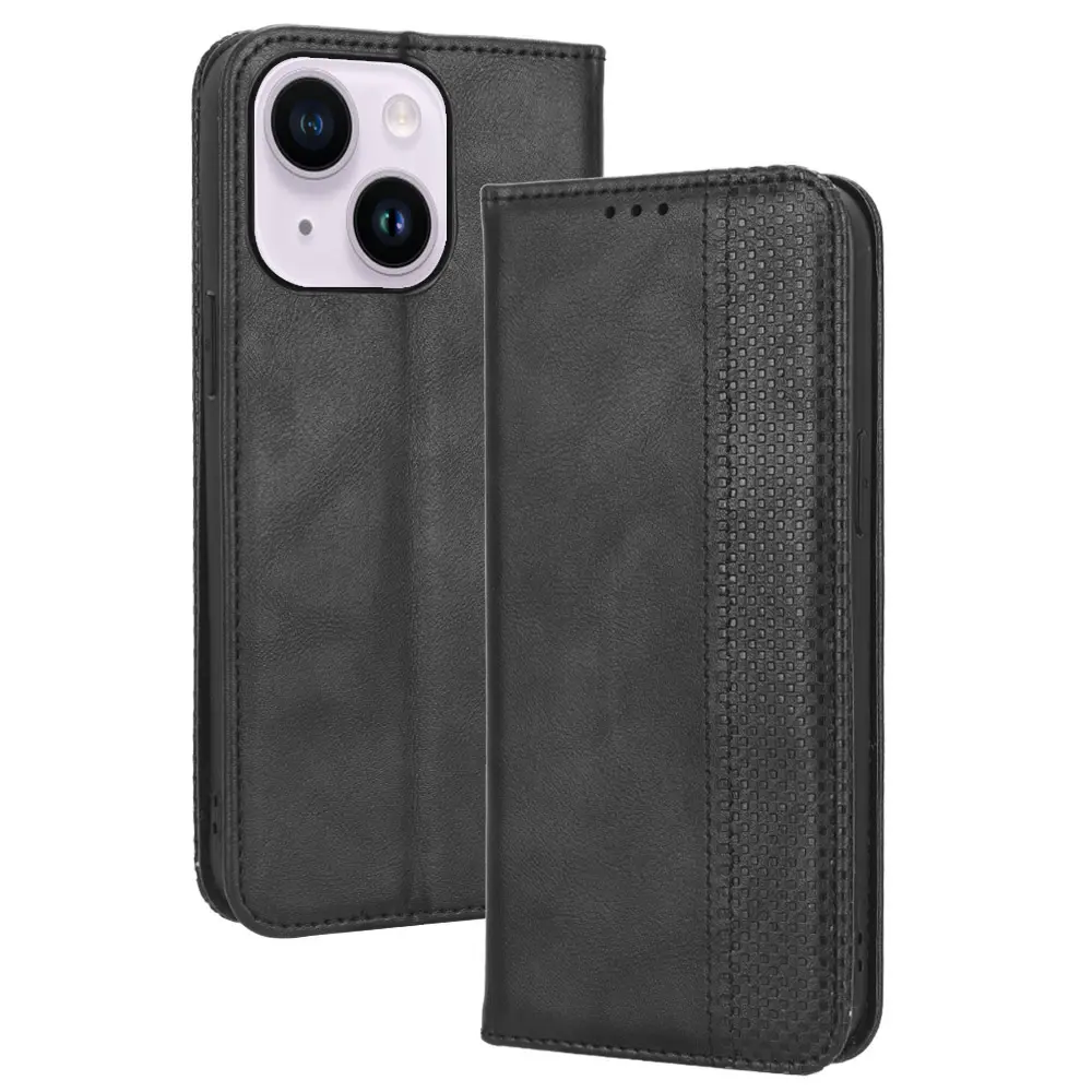 retro pattern card slot case for iphone 1112 13 14 pro max Leather Flip Wallet Mobile Phone Case for iphone 678 plus XR