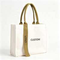 Bolsa de Mano Reutilizable Mediana con Asa Tejida Gruesa y Logotipo Personalizado, Bolsa de Compras de Lona Ecológica para el Uso Diario y Compras