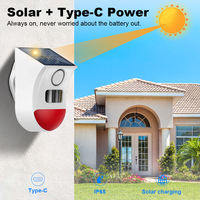 Détecteur de mouvement intelligent TYSH WiFi solaire extérieur PIR sans fil avec sirène stroboscopique sonore, alarme étanche IP65 à piles pour garage, maison, hôtel