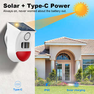 Détecteur de mouvement intelligent TYSH WiFi solaire extérieur PIR <span class=keywords><strong>sans</strong></span> <span class=keywords><strong>fil</strong></span> avec sirène stroboscopique sonore, <span class=keywords><strong>alarme</strong></span> étanche IP65 à piles pour garage, maison, hôtel - Product Image 5