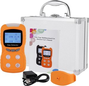 Portable High Accuracy 4 <strong>Gas</strong> <strong>Detector</strong> H2S CO O2 EX Rechargeable Clip-On <strong>Natural</strong> <strong>Gas</strong> Visual Vibration Audible Alarms Work Home - Product Image 3