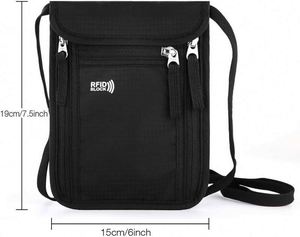 Échantillon gratuit en gros, porte-passeport de voyage RFID noir, pochette de cou, porte-carte d'identité, sac à main - Product Image 5