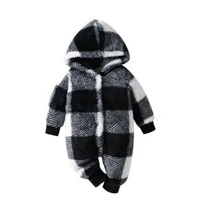 RTS Baby Warm Rompers Plaid Flannel Coat Winter Infant Coats and Jackets Ready to Ship