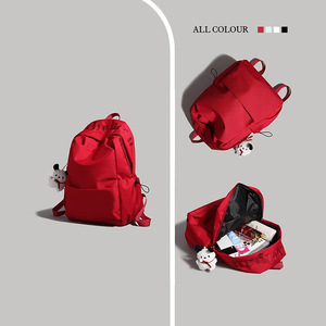 Red Embroidery <b>Backpack</b> 18 In Solid Color For Junior Senior High <b>School</b> Students Everyday Use Unisex Spring 2025 - Product Image 5