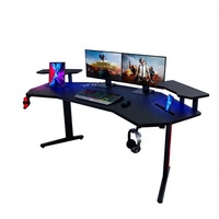 Bureau de jeu RGB grand format 180 cm, table d'angle pour e-sport, fabricant de bureaux de jeu pour PC, bureau gamer noir avec LED