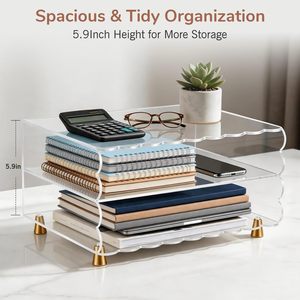 Organizador de Escritorio de Acrílico Transparente de 2 Niveles, Soporte para Clasificar Documentos y Correo, Bandeja para Archivos para Oficina y Hogar - Product Image 5