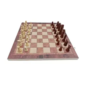 طقم لعبة طاولة شطرنج خشبية مطوية عالية الجودة تشمل شطرنجات خشبية من Tic Tac Toe والبازجامون
