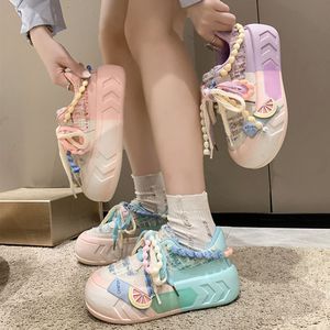 Tenis Vulcanizados Cómodos con Punta Redonda de Perla para Mujer, Zapatos para Caminar y Correr, Color Blanco - Product Image 3