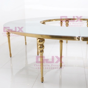 Sedie a Serpentina e Tavoli da Matrimonio Rotondi di Lusso in <span class=keywords><strong>Vetro</strong></span> Bianco Personalizzati all'Ingrosso per Hotel ed Eventi - Product Image 4