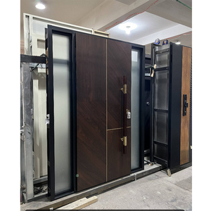 <span class=keywords><strong>Porte</strong></span> <span class=keywords><strong>d</strong></span>'<span class=keywords><strong>entrée</strong></span> extérieure en aluminium à poignée longue et panneau plat imitation bois américain pour maison - Product Image 3
