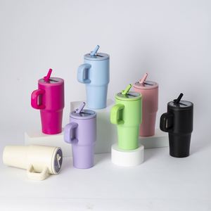 Vaso Térmico Plegable de Acero Inoxidable de 20 oz con Tapa de Paja, Aislado al Vacío, Ecológico, para Cerveza, Café, Leche, Ideal para Uso Promocional - Product Image 3