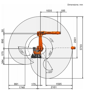 Nouveau bras robotique industriel à 6 axes, capacité de charge de 50 kg, préhenseur Schunk, manutention de matériaux, IP65, robot KUKA KR 50 R2500 - Product Image 6