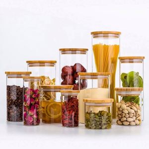 High Quality Borosilicate Glass <b>Spice</b> <b>Jar</b> Bamboo Lid Modern Design Detachable Hand Blown Freshness Preservation Food - Product Image 5