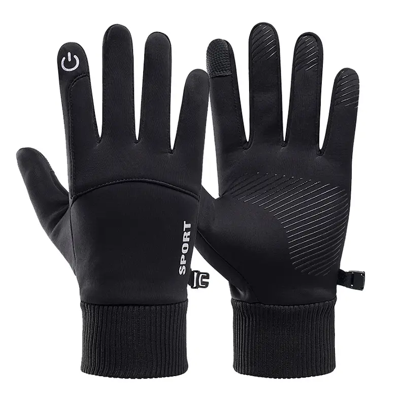 Gants de cyclisme imperméables d'hiver pour hommes Sports de plein air Running Motorcycle Ski Touch Screen Fleece Glove Antidérapant Warm Full Fingers