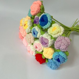 Flores Tejidas a Crochet Hechas a Mano, Flores Artificiales <span class=keywords><strong>de</strong></span> Hilo <span class=keywords><strong>de</strong></span> Lana, Decoración para el Hogar, Regalo, Venta al Por Mayor - Product Image 2
