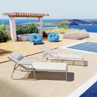 Chaises longues sur mesure Chaise longue d'extérieur Lit de bronzage double en aluminium Imperméable Piscine Plage Hôtel Chaise longue