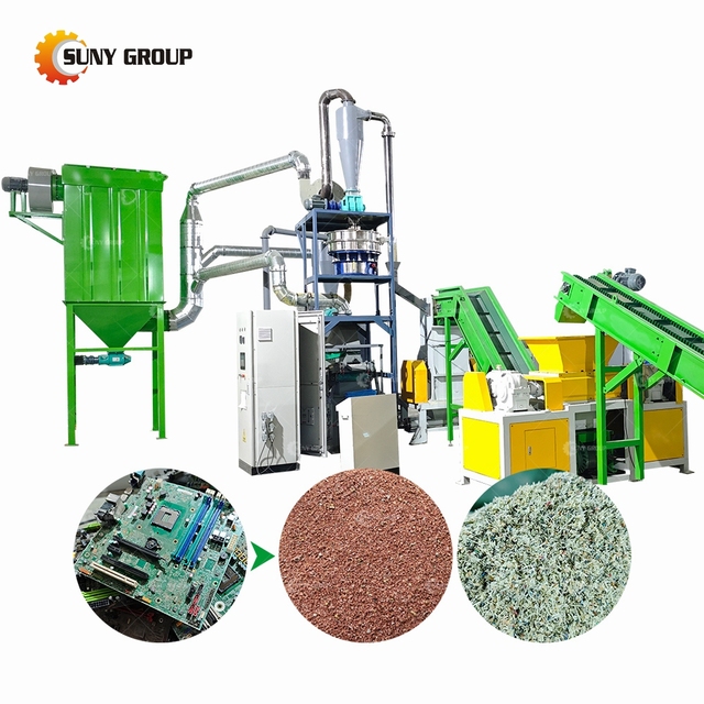 High Efficiency E Waste PCB Recycling Line Scrap Circuit Board Crushing Copper Metal Separation