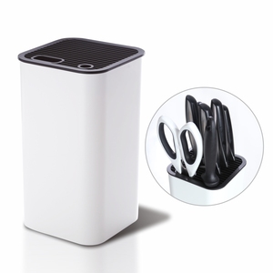 Plastic Universal Knife Block Holder with Slots for Scissors and Sharpening Rod Knife Standing Storage St