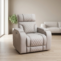 Conjunto de Sala de Estar Moderno e Inteligente con Luces LED y Puertos USB, Sofá Reclinable Eléctrico Blanco