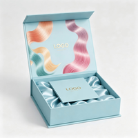 Boîte à perruque de luxe avec logo personnalisé, taille personnalisée, fermeture magnétique en carton, emballage pour extensions de cheveux, boîte cadeau en papier pour perruque avec doublure en satin