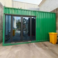 Rumah Kontainer Kaca Prefab 20ft, Kabin Mewah, Kantor Portabel, Ruang Pamer Modular, Rumah Bar, Gym, Semua dari Baja