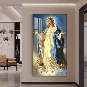 Marco de Fotos Personalizado de María, Arte Decorativo para el Hogar, Decoración de Pared Resistente a la Humedad, Retrato para Entrada, Sala de Estar, Pintura de Porcelana con Cristal LED - Product Image 6