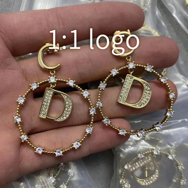 Wholesale Famous Luxury Inspired Jewelry Beautiful Designs Popular Brands cd gg cc Designer Hoop Stud Earrings for Women