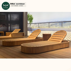 Chaise longue d'extérieur en bois de teck durable Villa & Resort Patio Daybed Garden Sun Lounger-for Hotels - Product Image 1