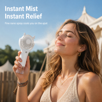 Mini ventilateur brumisateur rechargeable USB-C, 3 vitesses, ultra silencieux, nano pulvérisation, refroidisseur d'air personnel, 500 mAh, certifié CE FCC RoHS