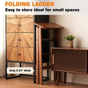 Escalera Plegable Moderna de Bambú Natural de 4 Niveles, Taburete Antideslizante, Ligero y Portátil, Muebles Ecológicos para Niños - Product Image 3